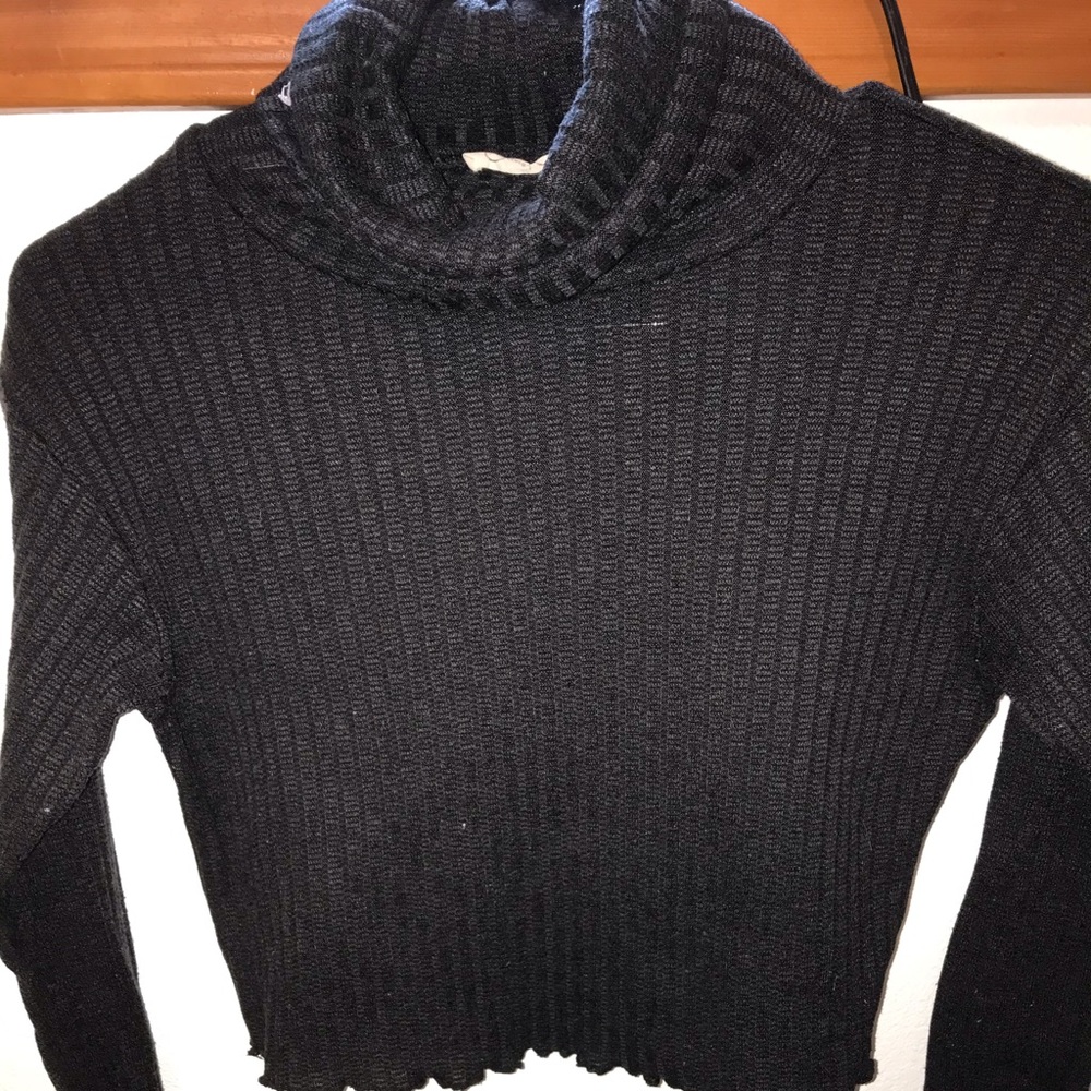 Black cropped turtle neck